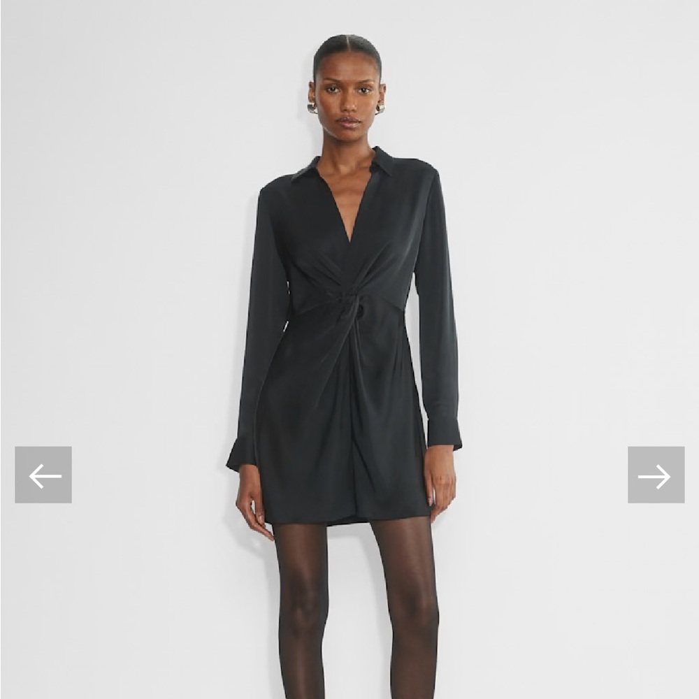 Babaton Collaborate Satin Dress Long Sleeve Wrap Dress